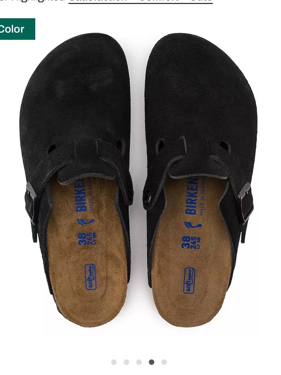 Birkenstock UNISEX Black Suede Boston Soft Footbed Clogs main image 5